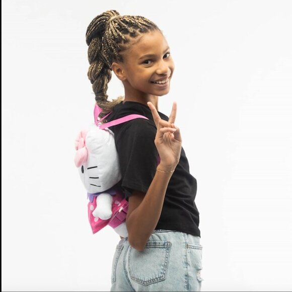 Hello Kitty Pink Shiny Plush Backpack Gift for Fans of All Ages 14" - Picture 4 of 4